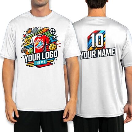 Custom Sport Performance T-Shirt – Upload Your Logo, Photo & Text | Personalized Athletic Tee for Men & Women | 100% Polyester | Moisture-Wicking | Printed in USA| Bundle of 10
