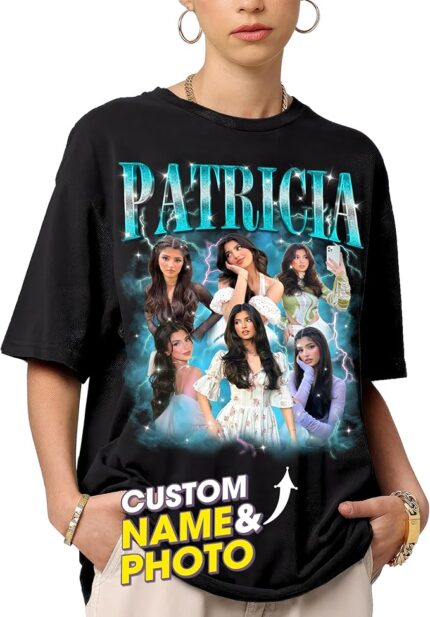 Custom Bootleg Rap T-Shirt – Upload Photo & Add Name | Personalized Face Shirt for Men & Women | Pet Dog Cat Lover Gift | Vintage Graphic Tee(Bundle of 10 Products)